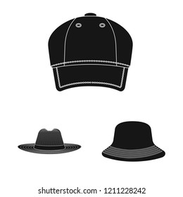 Isolated object of headgear and cap sign. Collection of headgear and accessory stock symbol for web.