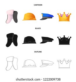 Isolated object of headgear and cap sign. Set of headgear and accessory vector icon for stock.