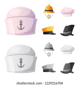 Isolated object of headgear and cap sign. Set of headgear and headwear vector icon for stock.