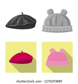 Isolated object of headgear and cap sign. Collection of headgear and accessory stock symbol for web.