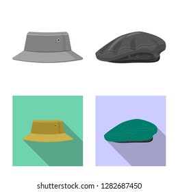 Isolated object of headgear and cap sign. Collection of headgear and accessory vector icon for stock.