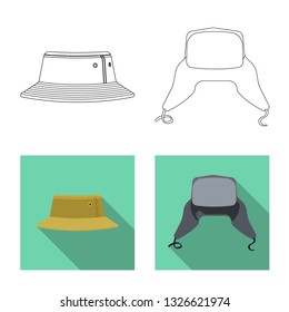 Isolated object of headgear and cap sign. Set of headgear and accessory stock vector illustration.