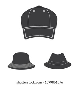 Isolated object of headgear and cap sign. Collection of headgear and accessory vector icon for stock.