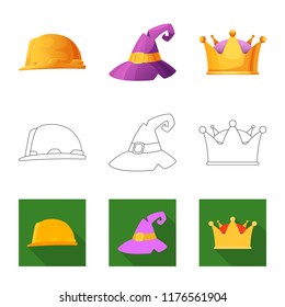 Isolated object of headgear and cap symbol. Collection of headgear and accessory stock vector illustration.