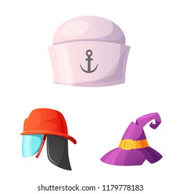 Isolated object of headgear and cap symbol. Collection of headgear and accessory stock vector illustration.