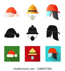 Isolated object of headgear and cap symbol. Collection of headgear and accessory vector icon for stock.