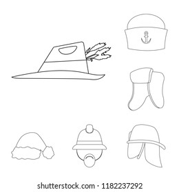 Isolated object of headgear and cap symbol. Set of headgear and accessory stock symbol for web.