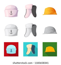 Isolated object of headgear and cap symbol. Set of headgear and accessory stock symbol for web.