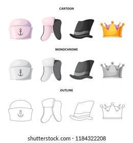 Isolated object of headgear and cap symbol. Set of headgear and accessory vector icon for stock.