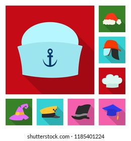 Isolated object of headgear and cap symbol. Collection of headgear and accessory vector icon for stock.