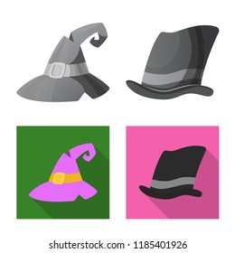 Isolated object of headgear and cap symbol. Collection of headgear and accessory stock symbol for web.