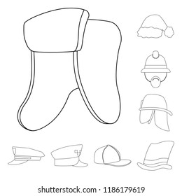Isolated object of headgear and cap symbol. Collection of headgear and accessory stock symbol for web.