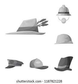 Isolated object of headgear and cap symbol. Set of headgear and accessory vector icon for stock.