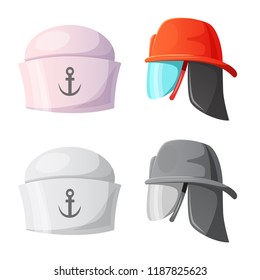 Isolated object of headgear and cap symbol. Collection of headgear and accessory stock vector illustration.