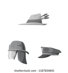 Isolated object of headgear and cap symbol. Set of headgear and accessory stock vector illustration.