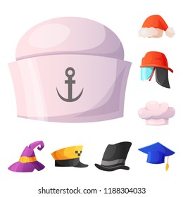 Isolated object of headgear and cap symbol. Set of headgear and accessory stock symbol for web.