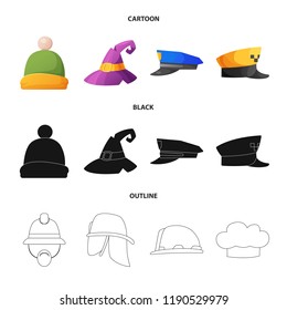 Isolated object of headgear and cap symbol. Collection of headgear and accessory stock vector illustration.