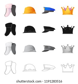 Isolated object of headgear and cap symbol. Set of headgear and accessory vector icon for stock.