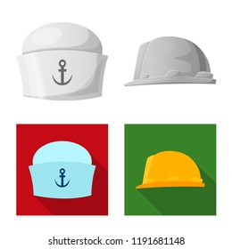 Isolated object of headgear and cap symbol. Set of headgear and accessory stock vector illustration.