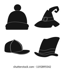 Isolated object of headgear and cap symbol. Collection of headgear and accessory stock vector illustration.