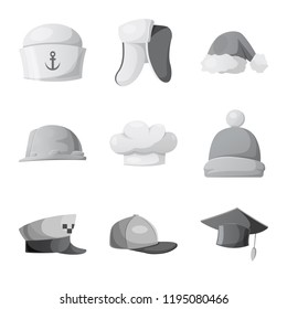 Isolated object of headgear and cap symbol. Set of headgear and accessory vector icon for stock.