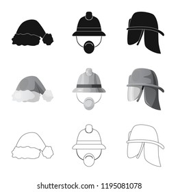 Isolated object of headgear and cap symbol. Collection of headgear and accessory vector icon for stock.