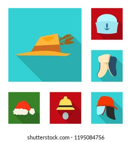 Isolated object of headgear and cap symbol. Set of headgear and accessory stock vector illustration.