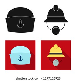 Isolated object of headgear and cap symbol. Collection of headgear and accessory stock vector illustration.
