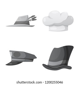 Isolated object of headgear and cap symbol. Set of headgear and accessory stock vector illustration.