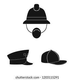 Isolated object of headgear and cap symbol. Collection of headgear and accessory vector icon for stock.