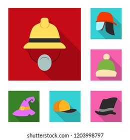 Isolated object of headgear and cap symbol. Set of headgear and accessory stock vector illustration.