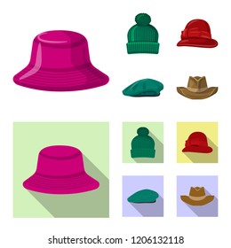 Isolated object of headgear and cap symbol. Collection of headgear and accessory vector icon for stock.