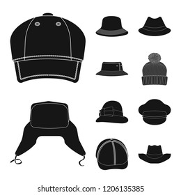 Isolated object of headgear and cap symbol. Set of headgear and accessory stock vector illustration.