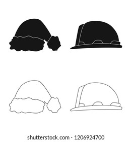 Isolated object of headgear and cap symbol. Set of headgear and headwear stock vector illustration.