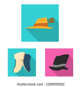 Isolated object of headgear and cap symbol. Set of headgear and headwear stock vector illustration.