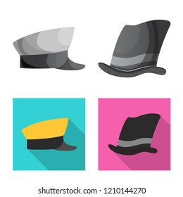 Isolated object of headgear and cap symbol. Collection of headgear and headwear vector icon for stock.