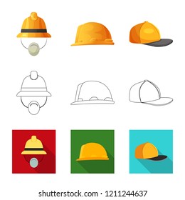 Isolated object of headgear and cap symbol. Set of headgear and accessory vector icon for stock.