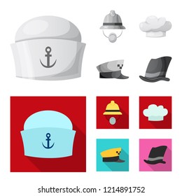 Isolated object of headgear and cap symbol. Collection of headgear and accessory stock symbol for web.