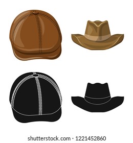 Isolated object of headgear and cap symbol. Set of headgear and accessory vector icon for stock.