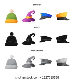 Isolated object of headgear and cap symbol. Collection of headgear and headwear vector icon for stock.