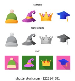 Isolated object of headgear and cap symbol. Set of headgear and headwear vector icon for stock.