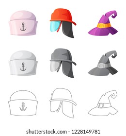Isolated object of headgear and cap symbol. Collection of headgear and headwear vector icon for stock.