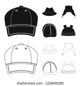 Isolated object of headgear and cap symbol. Collection of headgear and accessory stock vector illustration.