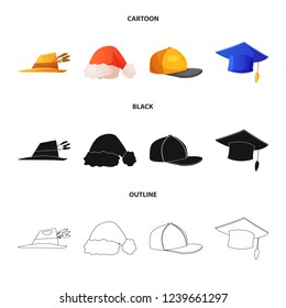Isolated object of headgear and cap symbol. Set of headgear and accessory stock vector illustration.