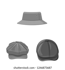 Isolated object of headgear and cap symbol. Set of headgear and accessory vector icon for stock.