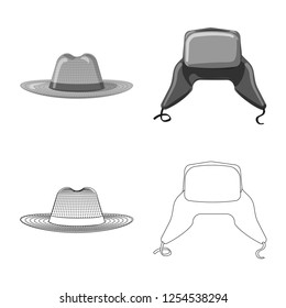 Isolated object of headgear and cap symbol. Collection of headgear and accessory vector icon for stock.