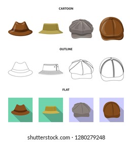 Isolated object of headgear and cap symbol. Collection of headgear and accessory vector icon for stock.