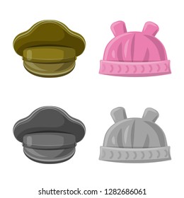 Isolated object of headgear and cap symbol. Collection of headgear and accessory stock symbol for web.