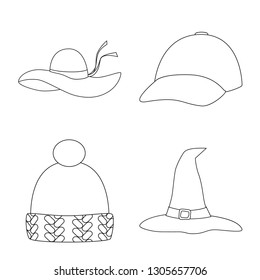 Isolated object of headgear and napper icon. Collection of headgear and helmet stock vector illustration.