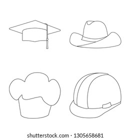Isolated object of headgear and napper icon. Collection of headgear and helmet stock vector illustration.
